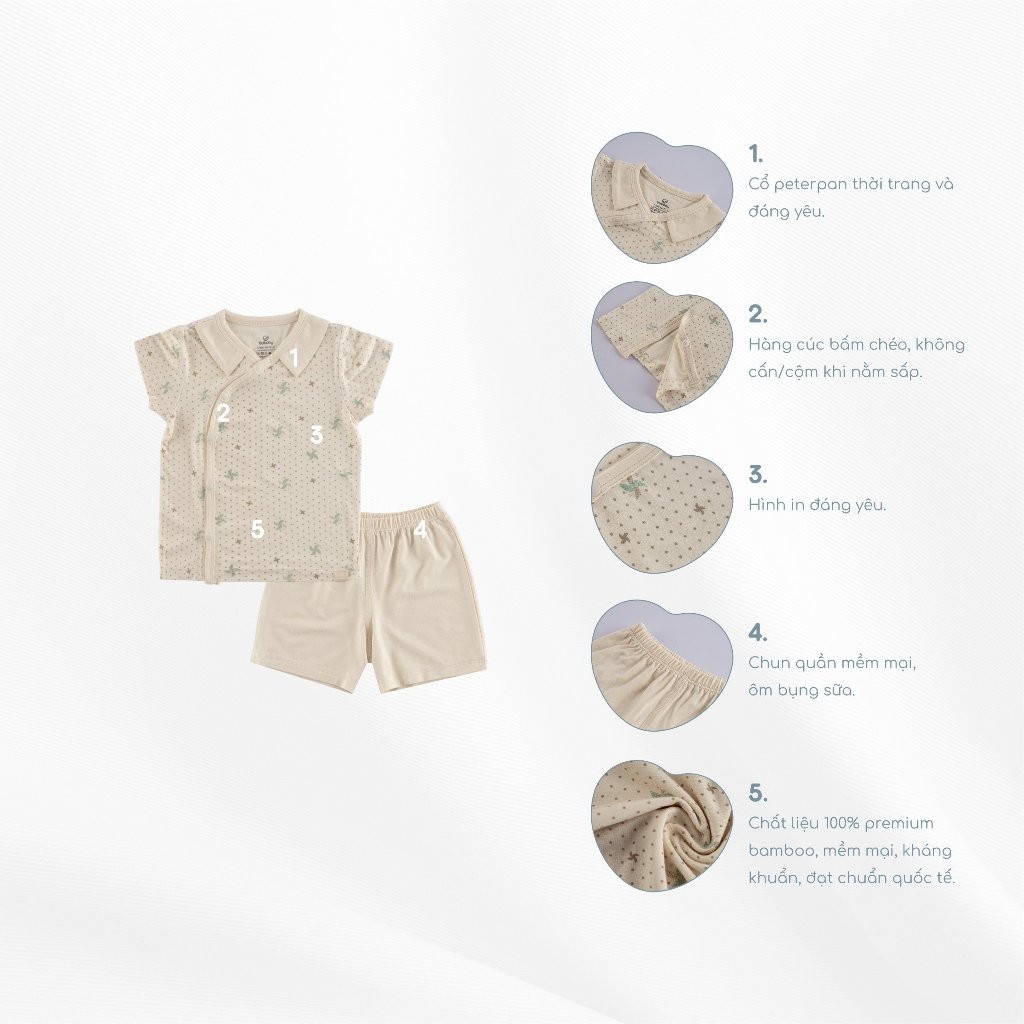 BU Baby (0-9M) Bộ ngắn tay cài chéo cổ Peter Pan Gami BBB1308PP - BU Baby sơ sinh - BU Baby chính hãng