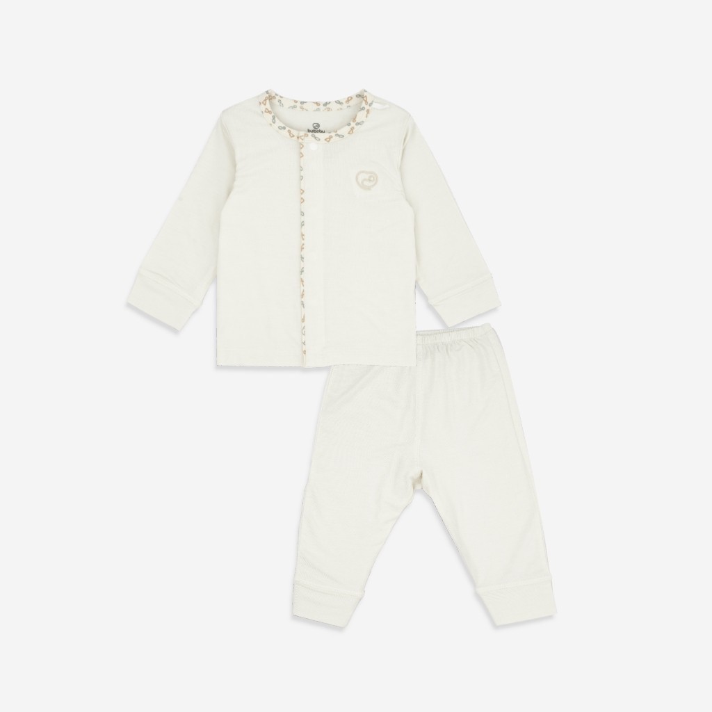 BU Baby Bộ dài tay cài giữa Iconic sợi tre co giãn thoải mái thuận tiện cho bé BBB1102NS | Bu Baby Chính Hãng