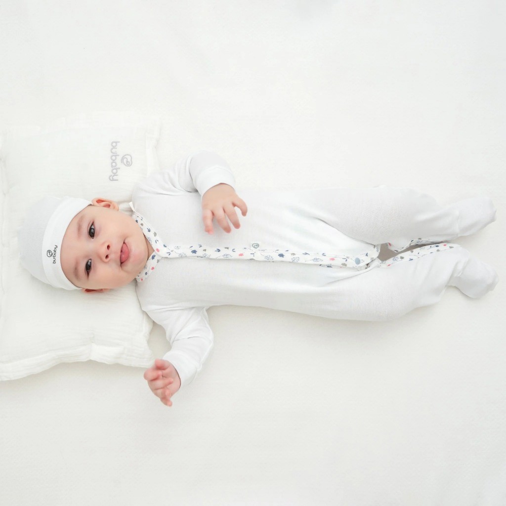 (0M-9M) Body dài tay cài giữa Leafly - Bubaby Pure Cotton BCT210200 | Quần áo BU Baby chính hãng