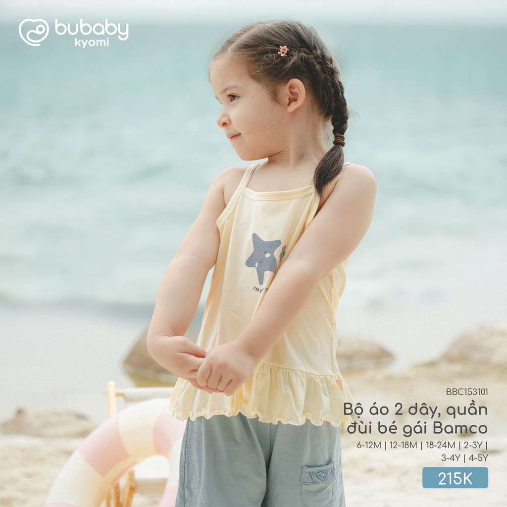 (6M-5Y) Bộ ngắn tay cài sau , áo 2 dây + Quần đùi Bamco cho bé gái - BBC1310BG BBC153101 | Quần áo BU Baby chính hãng