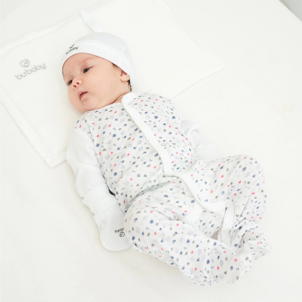 (0M-9M) Body dài tay cài giữa Leafly - Bubaby Pure Cotton BCT210200 | Quần áo BU Baby chính hãng