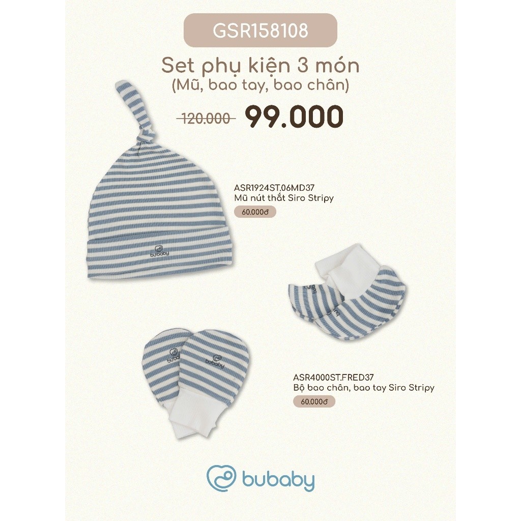 Set phụ kiện Bubaby cho bé trai bé gái | Phụ kiện BU Baby chính hãng