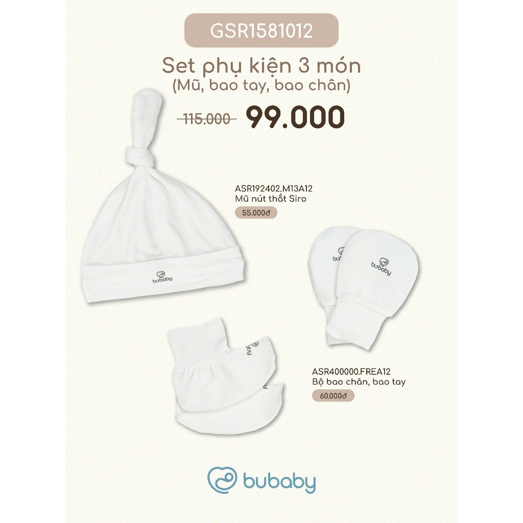 Set phụ kiện Bubaby cho bé trai bé gái | Phụ kiện BU Baby chính hãng