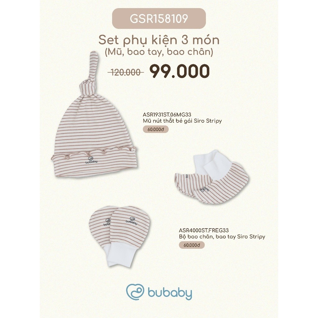 Set phụ kiện Bubaby cho bé trai bé gái | Phụ kiện BU Baby chính hãng