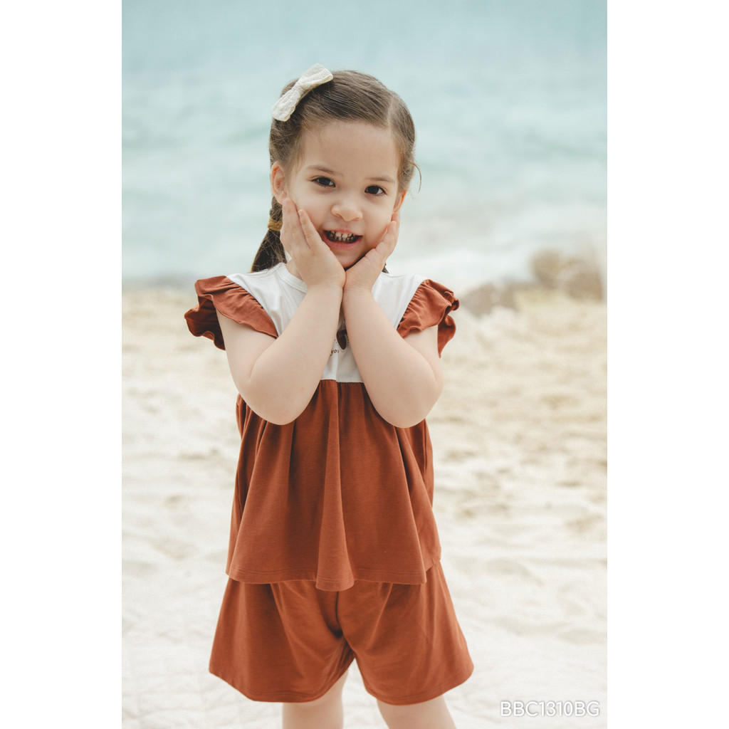(6M-5Y) Bộ ngắn tay cài sau , áo 2 dây + Quần đùi Bamco cho bé gái - BBC1310BG BBC153101 | Quần áo BU Baby chính hãng