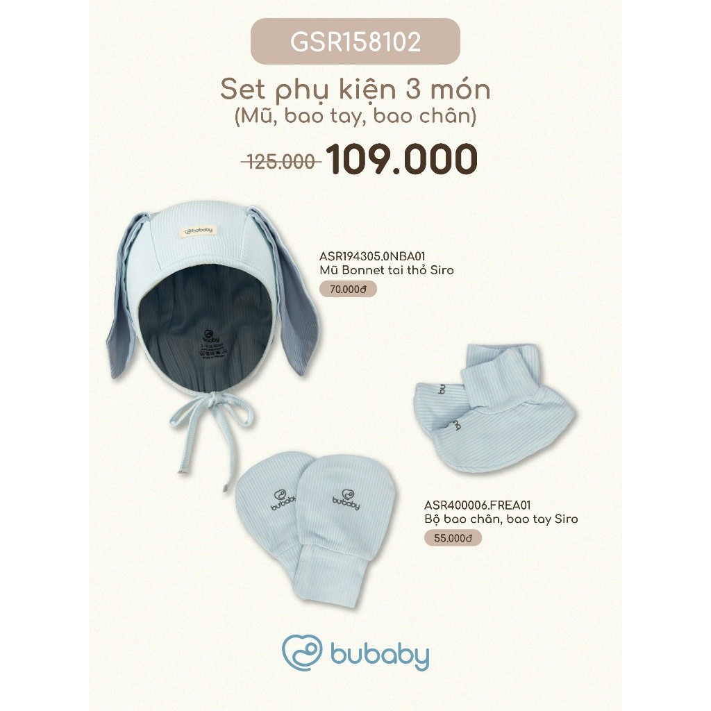 Set phụ kiện Bubaby cho bé trai bé gái | Phụ kiện BU Baby chính hãng