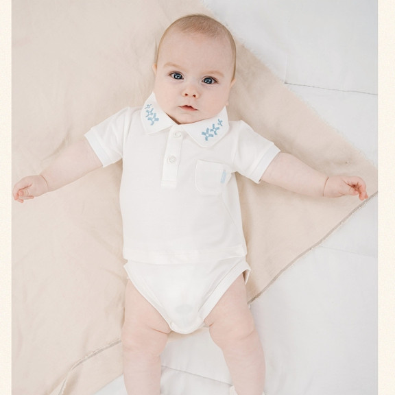 (3M-12M) Bodychip ngắn tay cổ Polo cho bé trai bé gái Bubaby Ponie - BPN230303 | Body BU Baby chính hãng