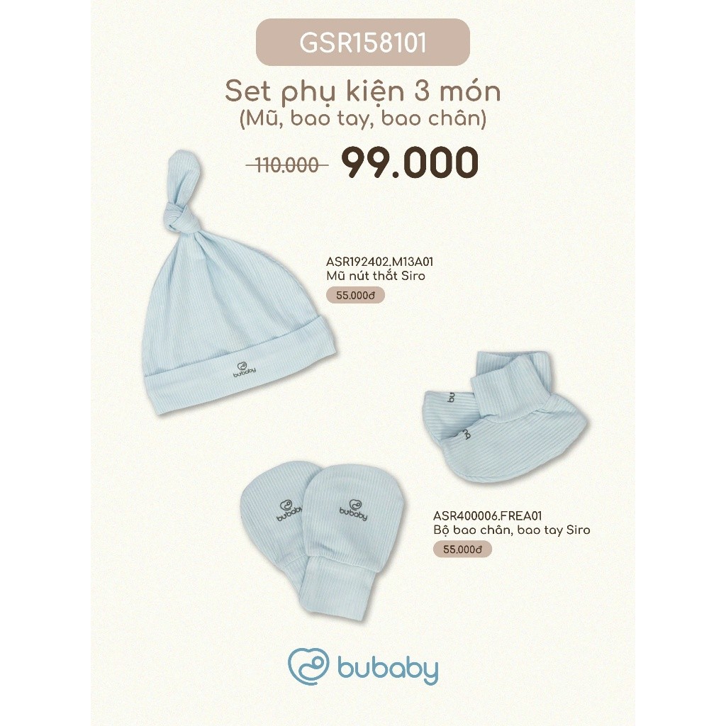 Set phụ kiện Bubaby cho bé trai bé gái | Phụ kiện BU Baby chính hãng