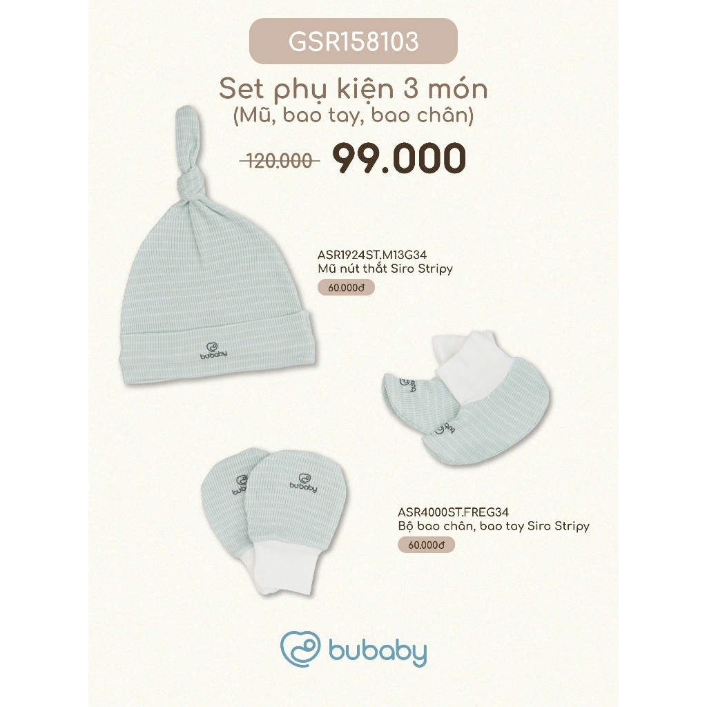 Set phụ kiện Bubaby cho bé trai bé gái | Phụ kiện BU Baby chính hãng