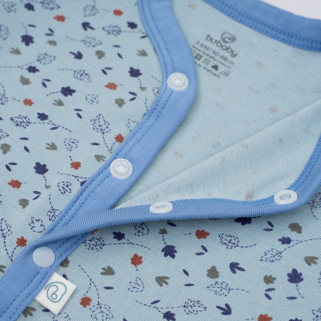 (0M-9M) Body dài tay cài giữa Leafly - Bubaby Pure Cotton BCT210200 | Quần áo BU Baby chính hãng