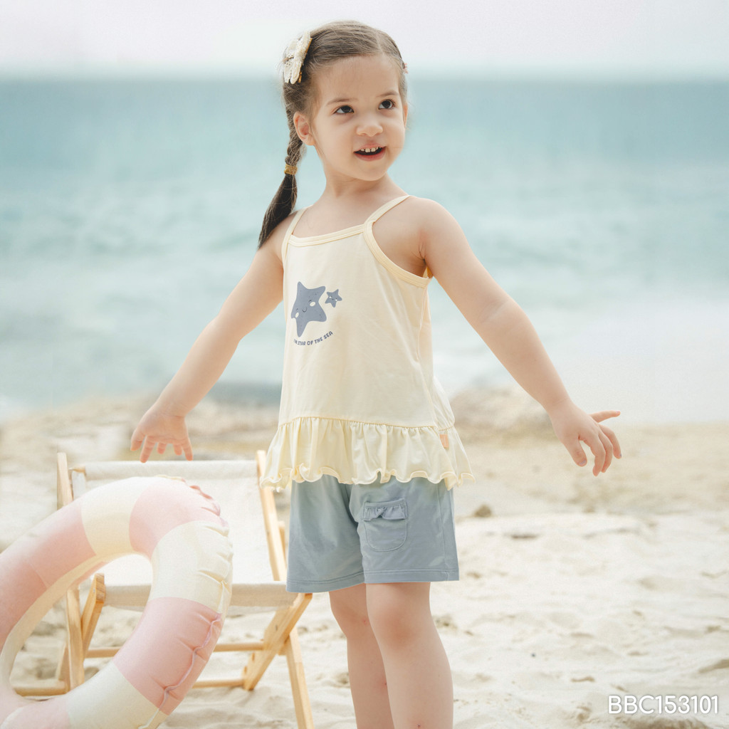 (6M-5Y) Bộ ngắn tay cài sau , áo 2 dây + Quần đùi Bamco cho bé gái - BBC1310BG BBC153101 | Quần áo BU Baby chính hãng
