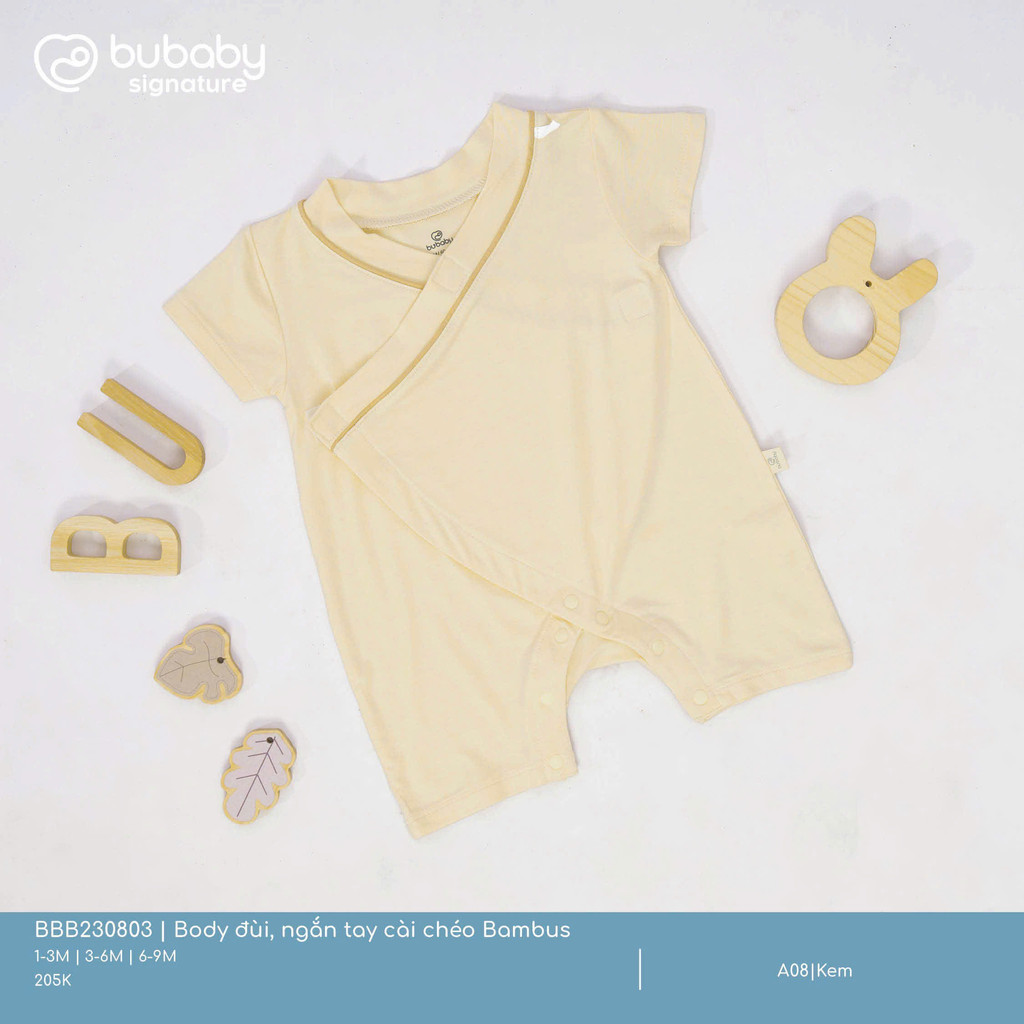 (1M-12M) Body đùi ngắn tay cài chéo, cài giữa Bambus bé trai bé gái BBB230803 BBB230205 BBB230206 | Quần áo chính hãng