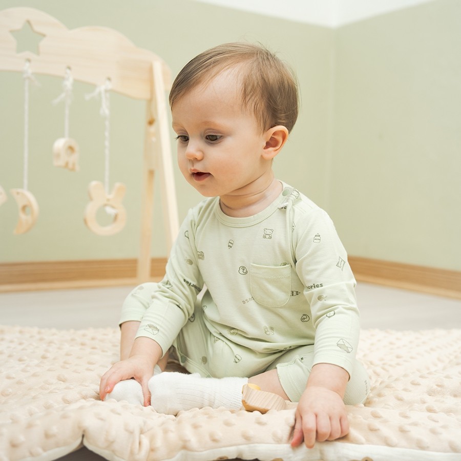 (3M-12M) Body dài tay cài vai Bambus - BBB210100 | Quần áo BU Baby chính hãng