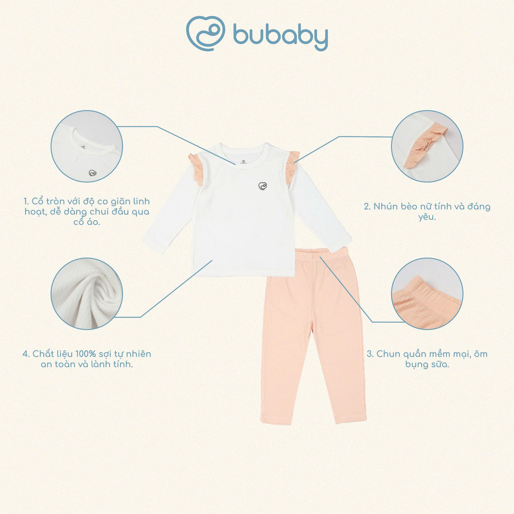 (6M-4Y) Bộ dài tay cổ tròn bé gái Siro - BSR1104BG | Quần áo BU Baby chính hãng