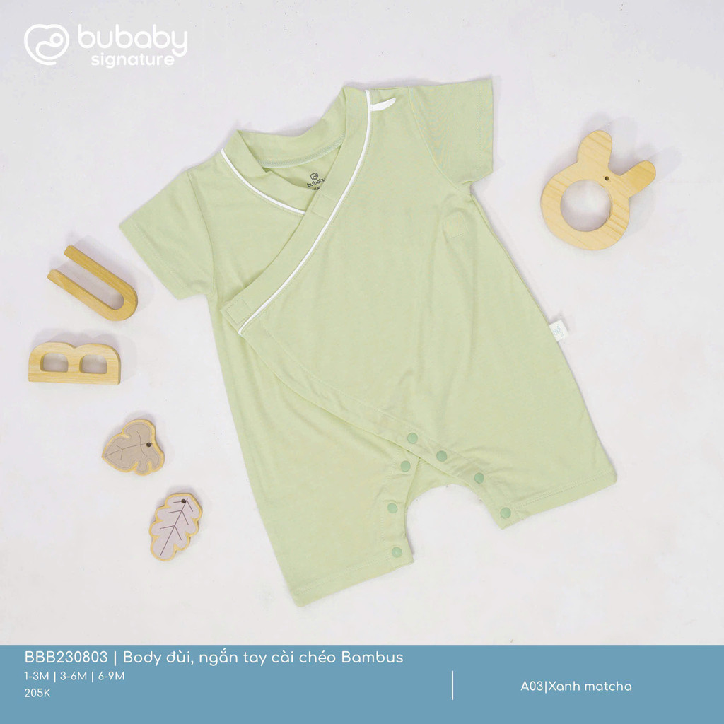 (1M-12M) Body đùi ngắn tay cài chéo, cài giữa Bambus bé trai bé gái BBB230803 BBB230205 BBB230206 | Quần áo chính hãng