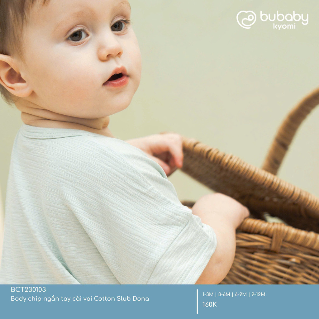 (1M-12M) Body chip ngắn tay cài vai Cotton Slub Dona - BCT230103 | Quần áo BU Baby chính hãng