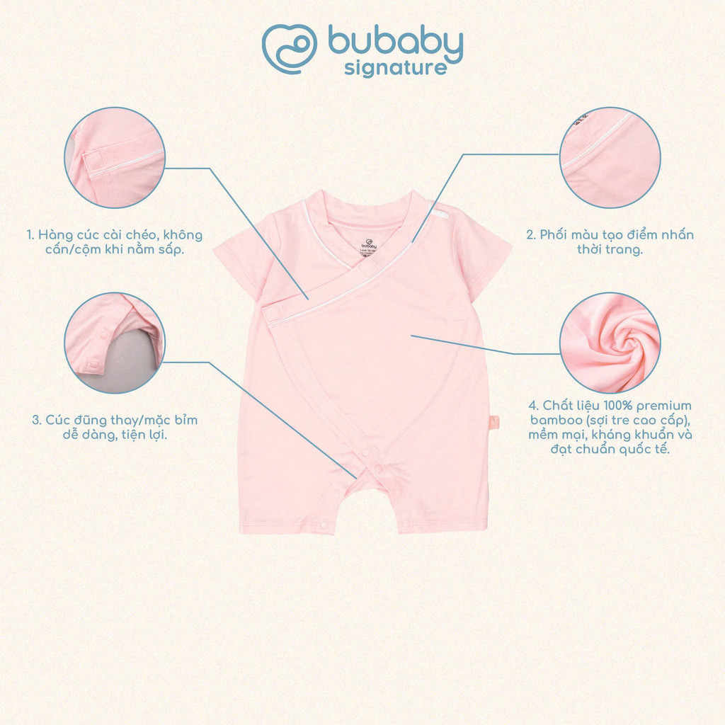 (1M-12M) Body đùi ngắn tay cài chéo, cài giữa Bambus bé trai bé gái BBB230803 BBB230205 BBB230206 | Quần áo chính hãng