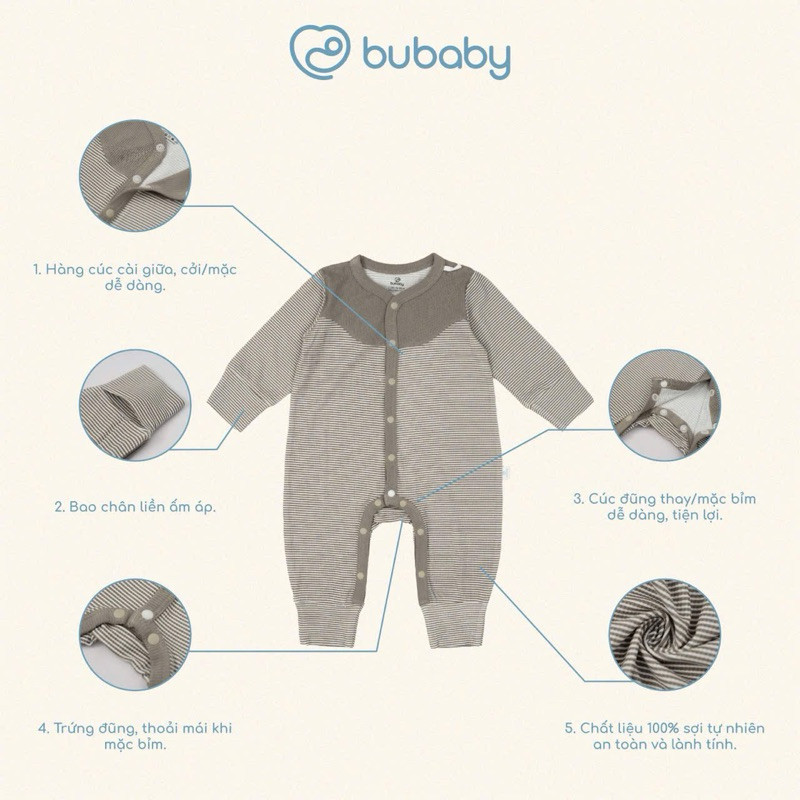 (NB-3M) Body dài tay cài giữa Siro - BSR210203 - BSR210204 | Quần áo BU Baby chính hãng
