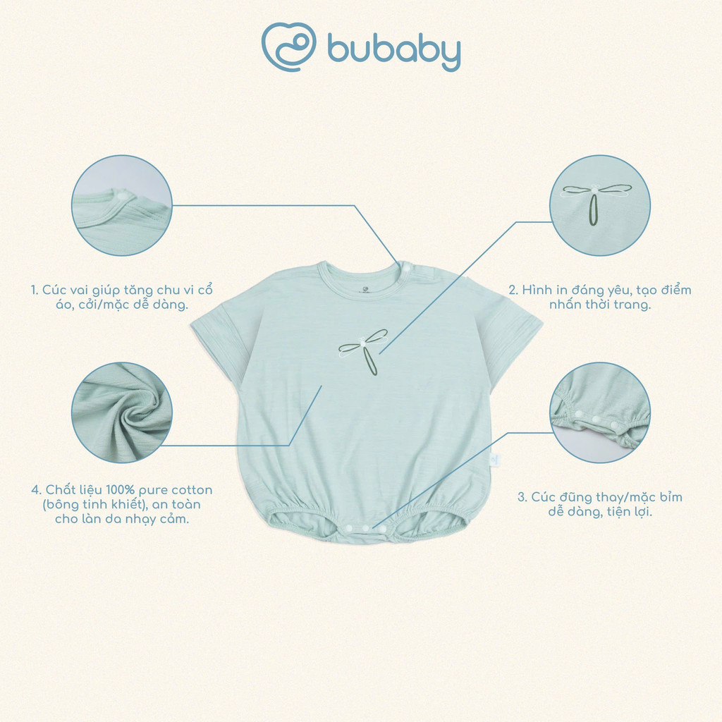 (1M-12M) Body chip ngắn tay cài vai Cotton Slub Dona - BCT230103 | Quần áo BU Baby chính hãng