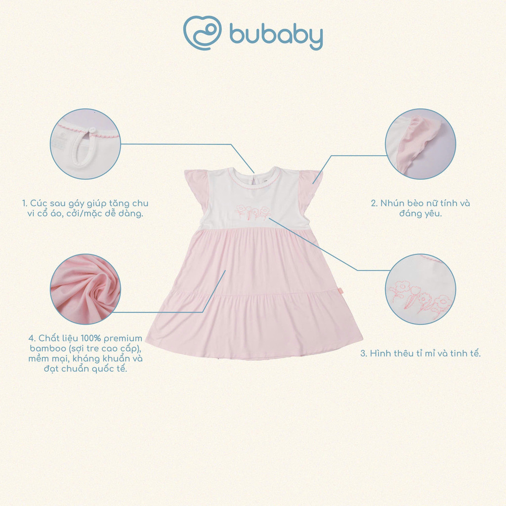 (12M-5Y) Váy ngắn tay xòe tầng bé gái Bambus - BBB5329BG | Quần áo BU Baby chính hãng