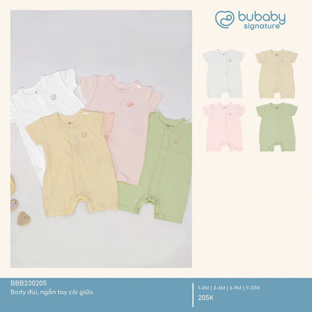 (1M-12M) Body đùi ngắn tay cài chéo, cài giữa Bambus bé trai bé gái BBB230803 BBB230205 BBB230206 | Quần áo chính hãng