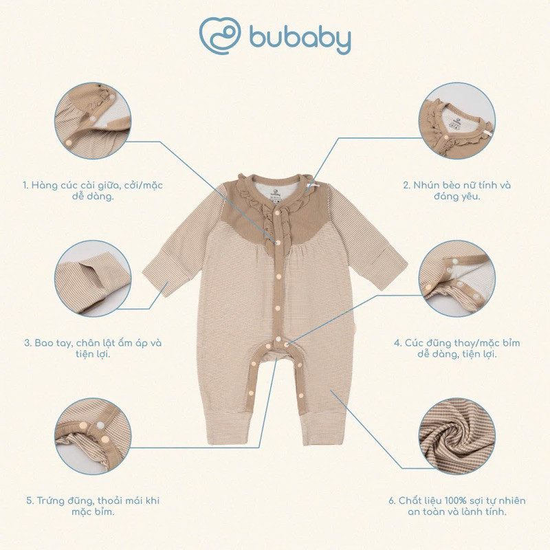 (NB-3M) Body dài tay cài giữa Siro - BSR210203 - BSR210204 | Quần áo BU Baby chính hãng