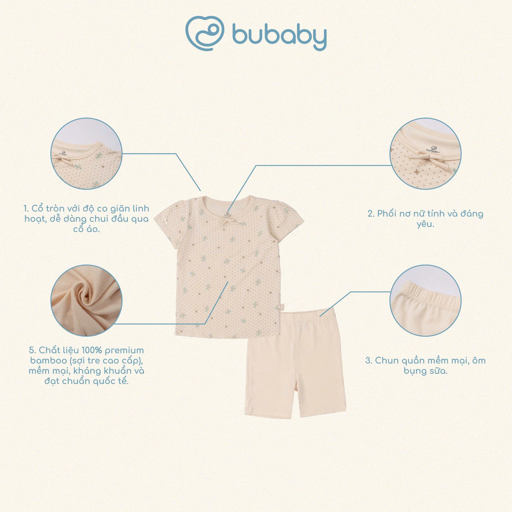 (6M - 5Y)Bộ ngắn tay cô tròn bé gái Gami cho bé BBB1304BG| Quần áo BU Baby chính hãng