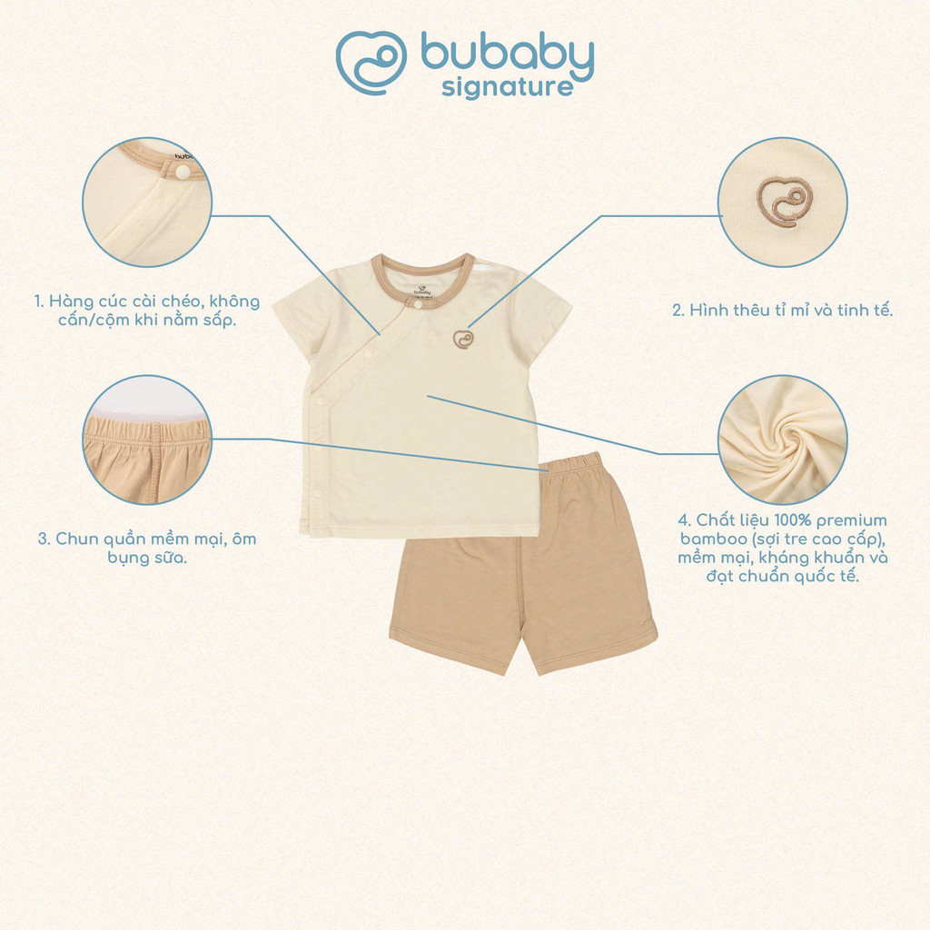 (1M-9M) Quần áo ngắn tay cài chéo Bambus - BBB130804 | BU Baby chính hãng