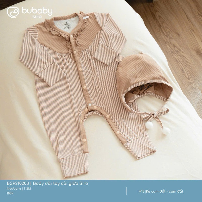 (NB-3M) Body dài tay cài giữa Siro - BSR210203 - BSR210204 | Quần áo BU Baby chính hãng