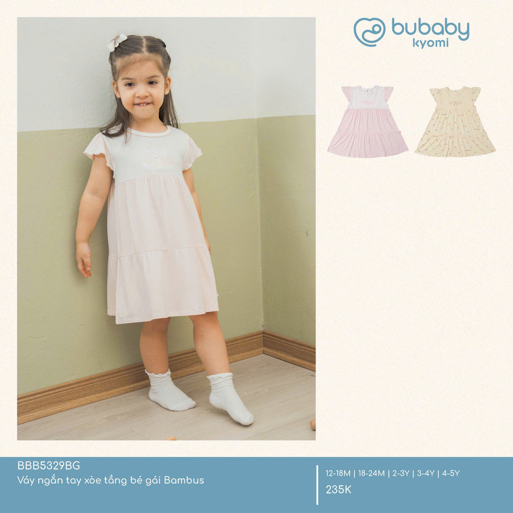 (12M-5Y) Váy ngắn tay xòe tầng bé gái Bambus - BBB5329BG | Quần áo BU Baby chính hãng