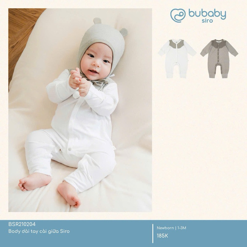 (NB-3M) Body dài tay cài giữa Siro - BSR210203 - BSR210204 | Quần áo BU Baby chính hãng