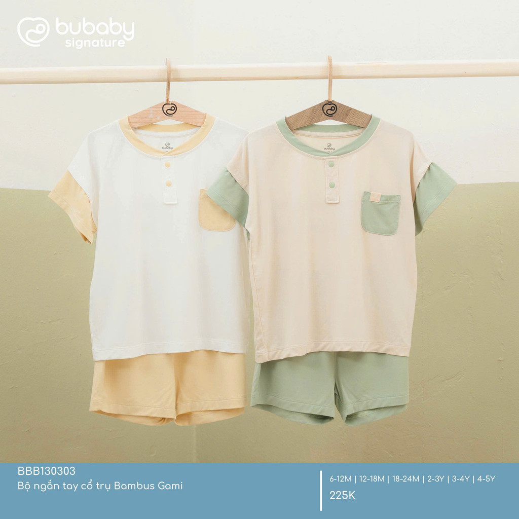 (6M - 5Y) Bộ ngắn tay cổ trụ Bambus Gami BBB130303 cho bé | Quần áo BU Baby chính hãng