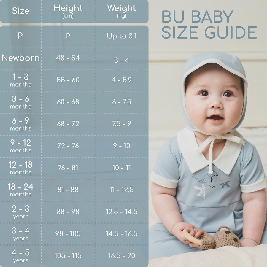 (3M-12M) Body dài tay cài vai Bambus - BBB210100 | Quần áo BU Baby chính hãng