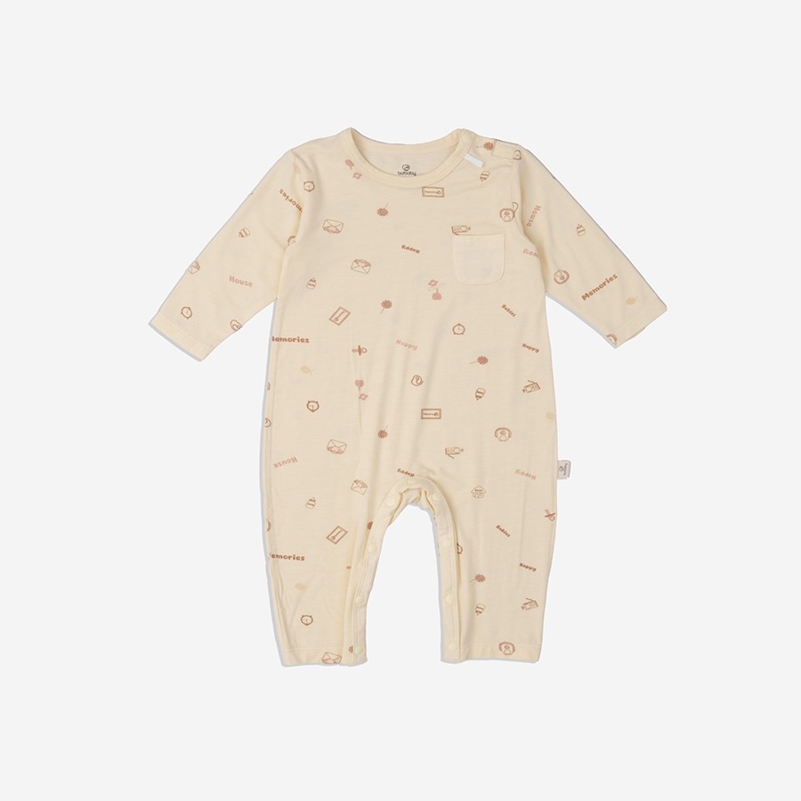 (3M-12M) Body dài tay cài vai Bambus - BBB210100 | Quần áo BU Baby chính hãng