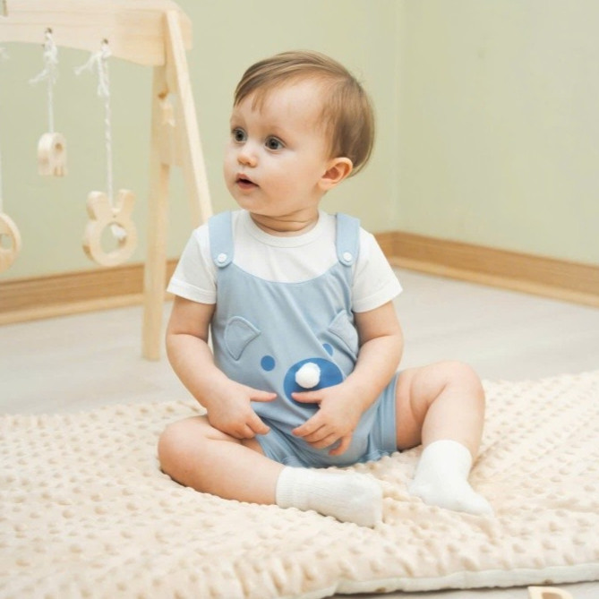 (1M-12M) Body đùi ngắn tay giả yếm Bamco - BBC236600 | Quần áo BU Baby chính hãng