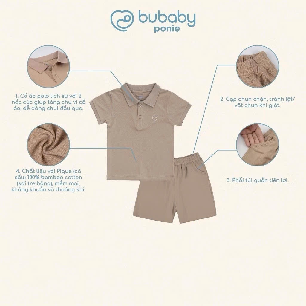(6M-5Y) Bộ quần áo ngắn tay cổ Polo Ponie - BPN130312 BPN130313 BPN1303KK | Quần áo BU Baby chính hãng