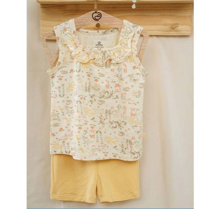 (6M-5Y) Bộ sát nách quần đùi cho bé gái BU Baby Bamco - BBB1443BG | Quần áo Bubaby chính hãng