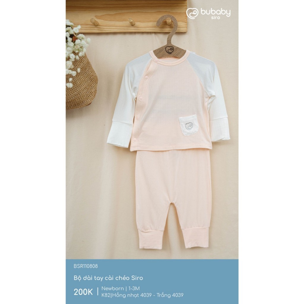 (NB-3M) Bộ dài tay cài chéo Siro Cho bé trai, bé gái - BSR110808| Quần áo BU Baby Chính hãng