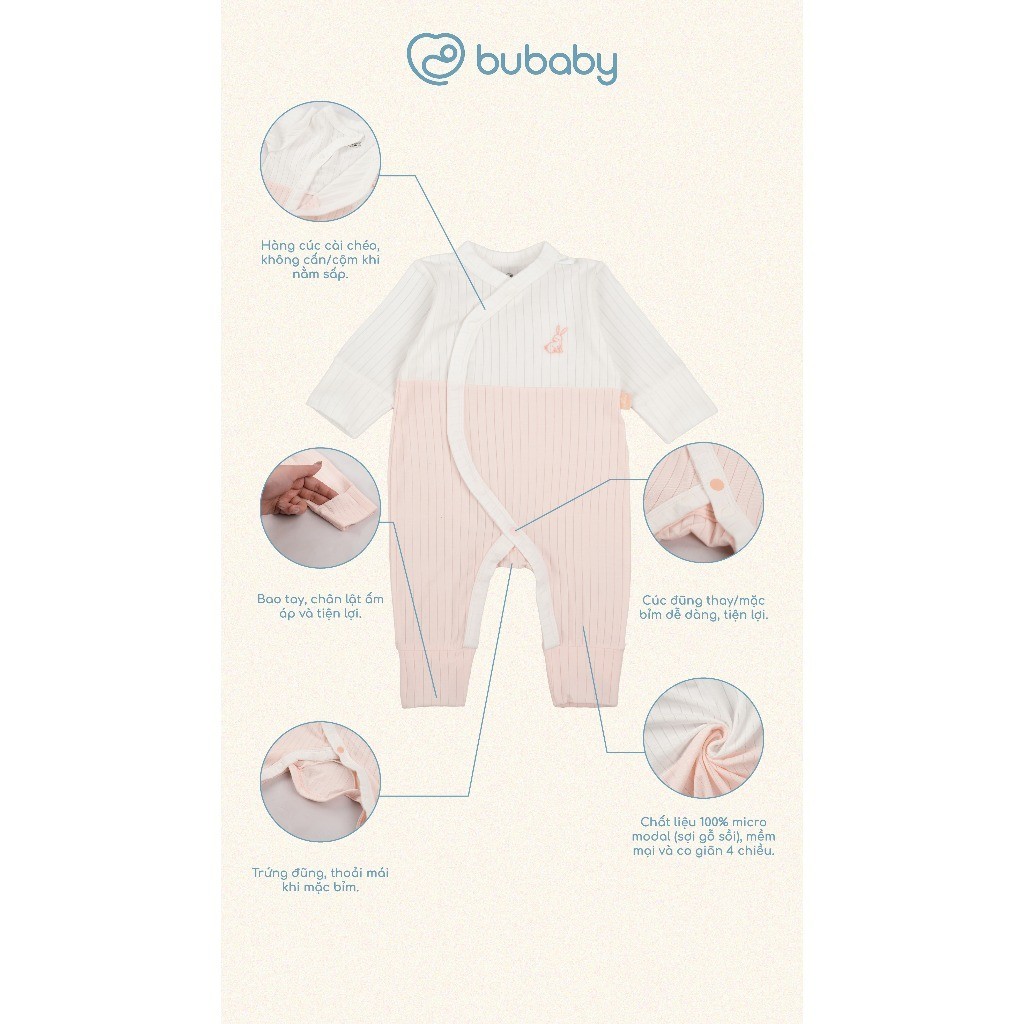 (NB-3M) Body dài tay cài chéo liền thân cho bé Molist - BMD210800 | Quần áo BU Baby chính hãng