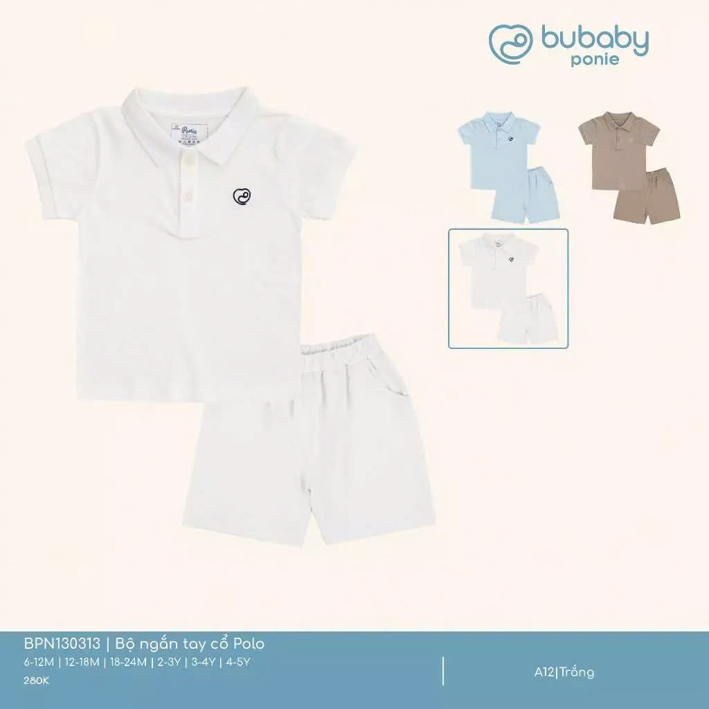 (6M-5Y) Bộ quần áo ngắn tay cổ Polo Ponie - BPN130312 BPN130313 BPN1303KK | Quần áo BU Baby chính hãng