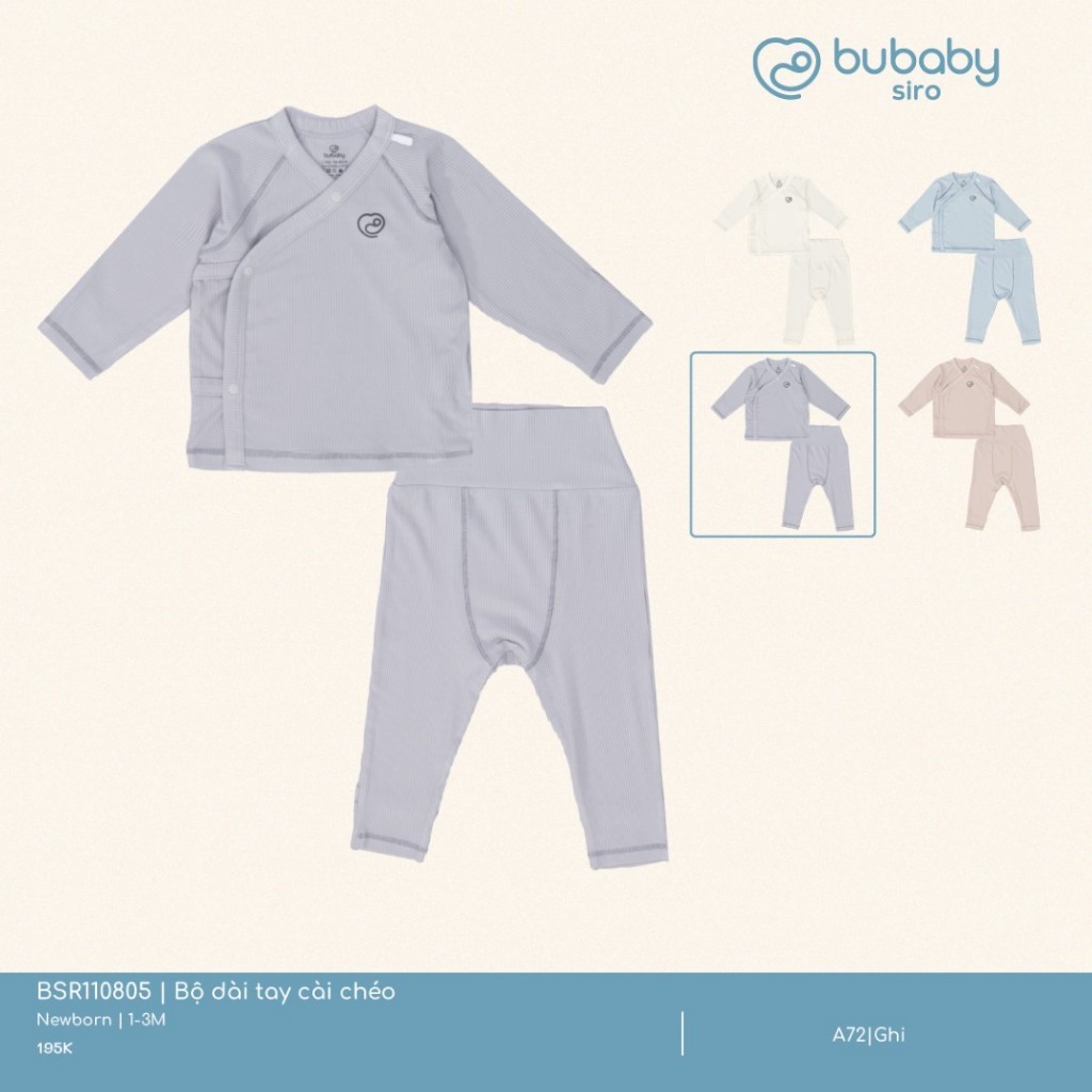 (NB-3M) Bộ dài tay cài chéo Siro - BSR110805 | Quần áo BU Baby chính hãng