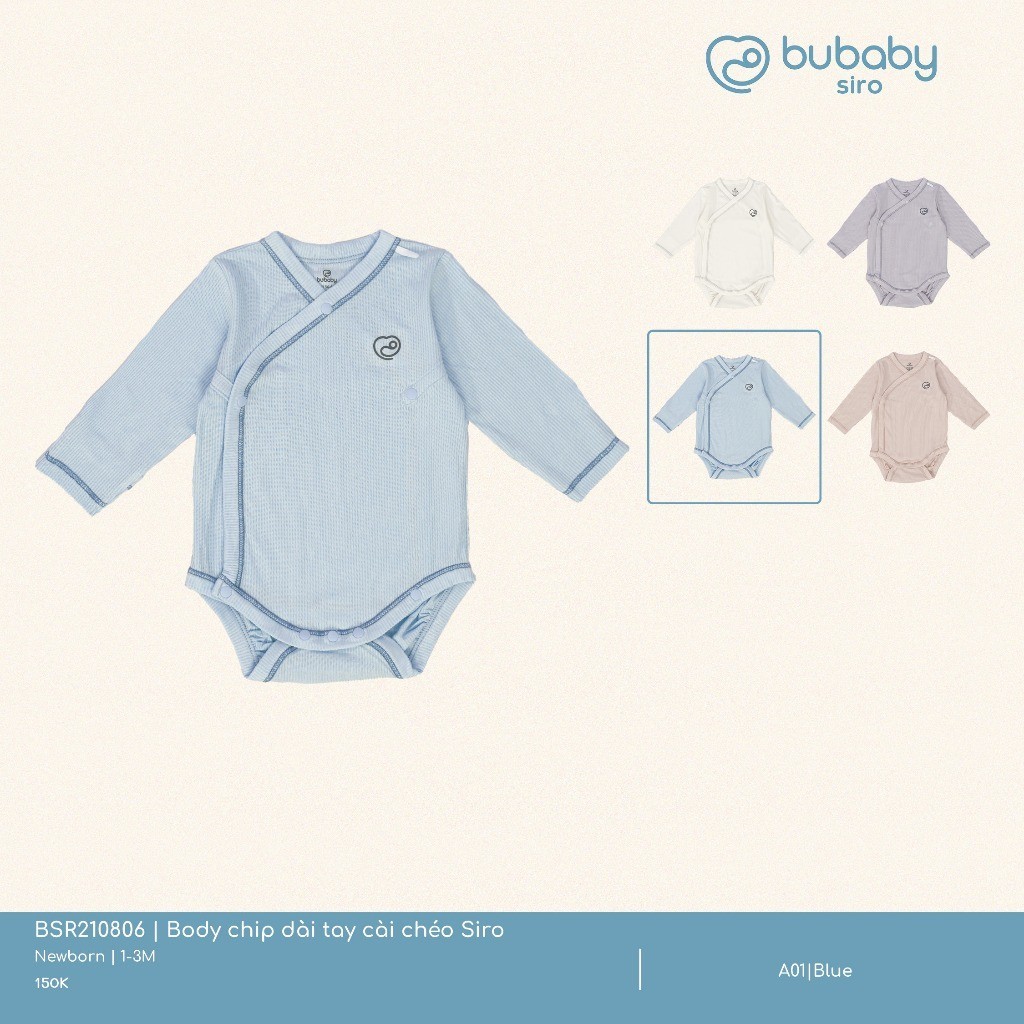(NB-3M) Body chip dài tay cài chéo Siro - BSR210806 | Quần áo BU Baby chính hãng