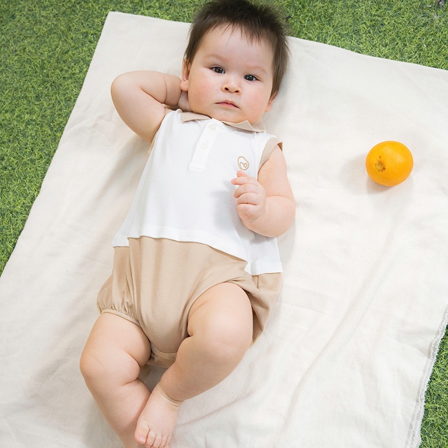 (3M-12M) Body chip sát nách cổ Polo Ponie - BPN240300 | Quần áo BU Baby chính hãng