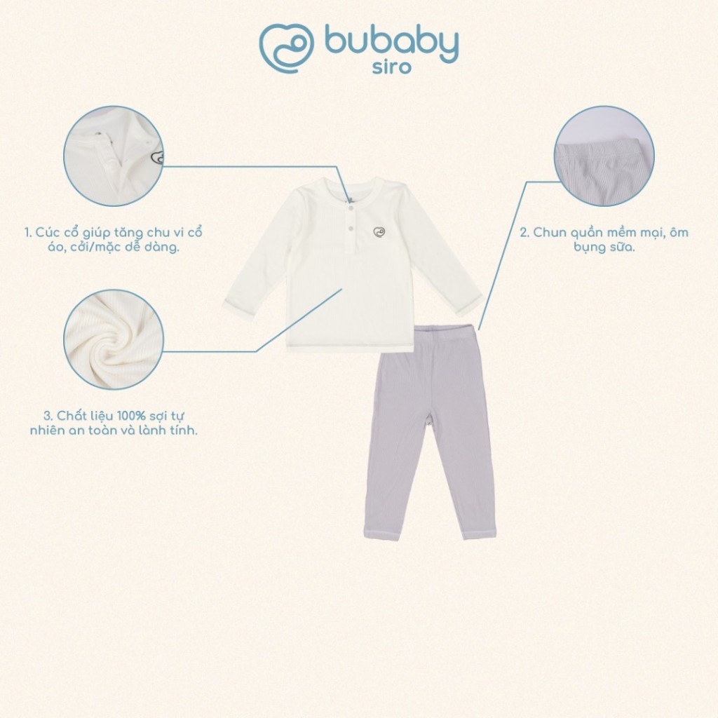 (6M-5Y) Bộ dài tay cổ trụ Siro - BSR110302 | Quần áo BU Baby chính hãng