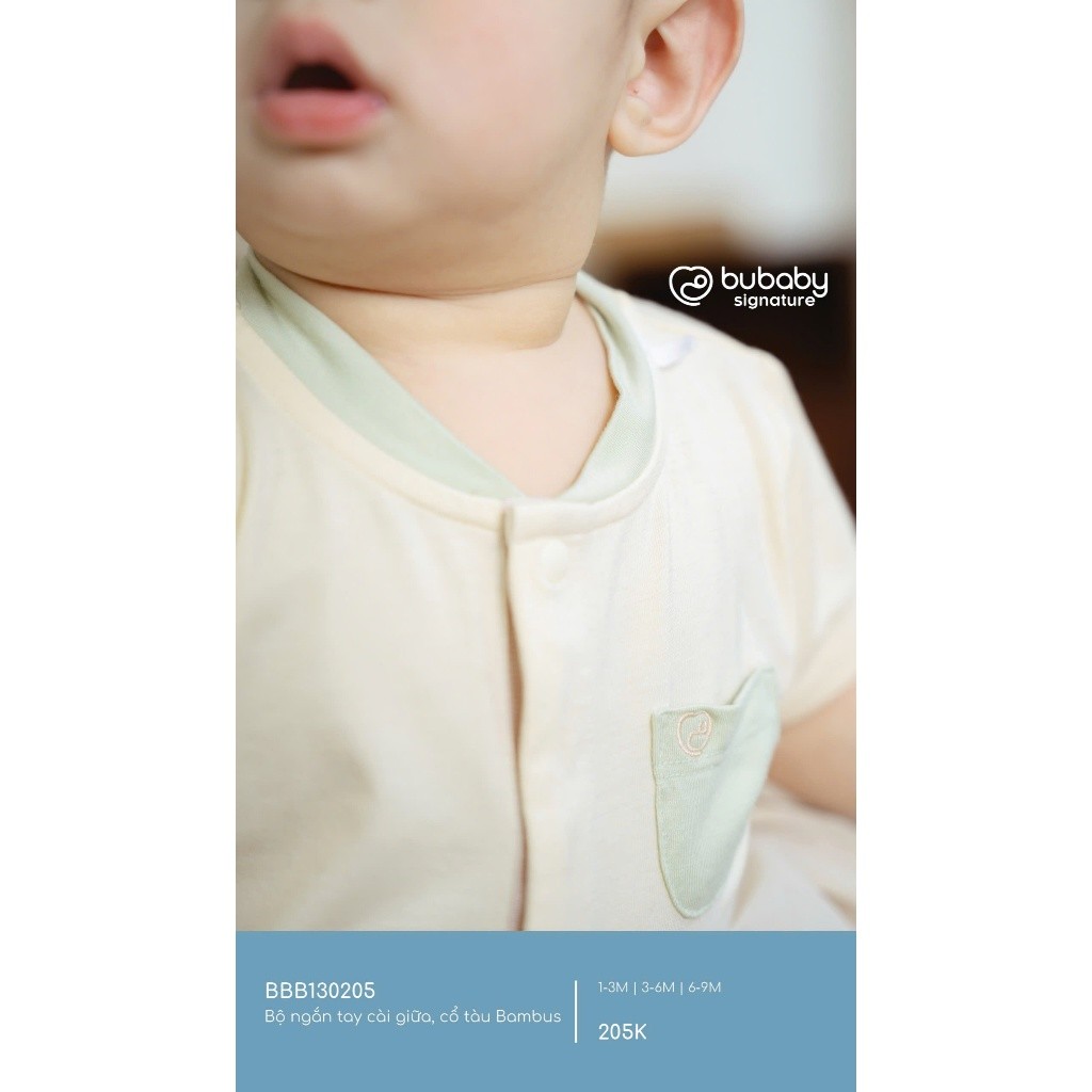 (1M-9M) Bộ ngắn tay cài giữa cổ tàu Bambus - BBB130205 | Quần áo BU Baby chính hãng
