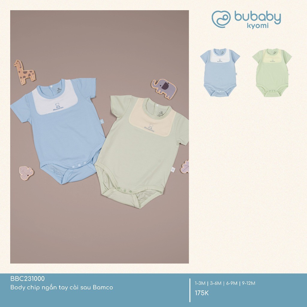 (1M-12M) Body chip ngắn tay cài sau Bamco - BBC231000 | Quần áo BU Baby chính hãng