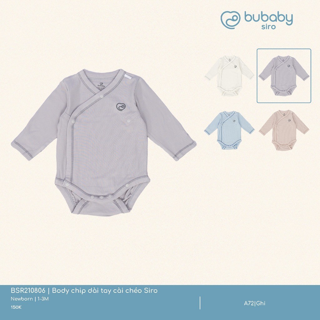 (NB-3M) Body chip dài tay cài chéo Siro - BSR210806 | Quần áo BU Baby chính hãng