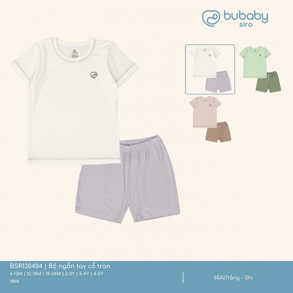 (6M-5Y) Bộ ngắn tay cổ tròn Bubaby Siro - BSR130404 BSR130403 | Quần áo BU Baby chính hãng
