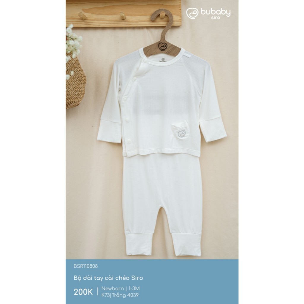 (NB-3M) Bộ dài tay cài chéo Siro Cho bé trai, bé gái - BSR110808| Quần áo BU Baby Chính hãng