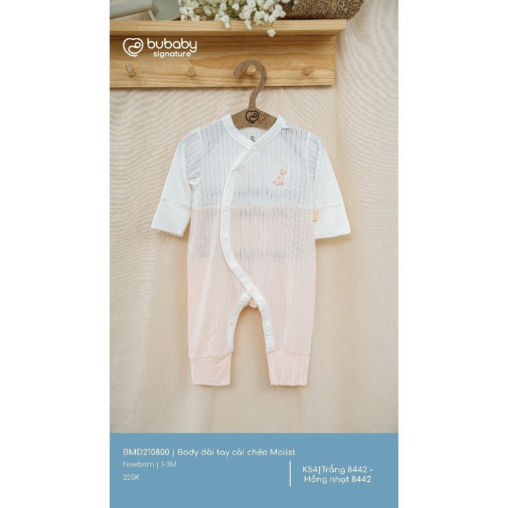 (NB-3M) Body dài tay cài chéo liền thân cho bé Molist - BMD210800 | Quần áo BU Baby chính hãng